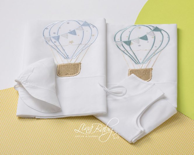 Lina Baby Σετ Λαδόπανο LB-1380 Air Balloon White Blue / White Mint
