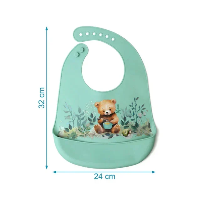 Σαλιάρα Σιλικόνης 4+ Μηνών (24x32) Kiokids Little Bear 3738 - Image 2