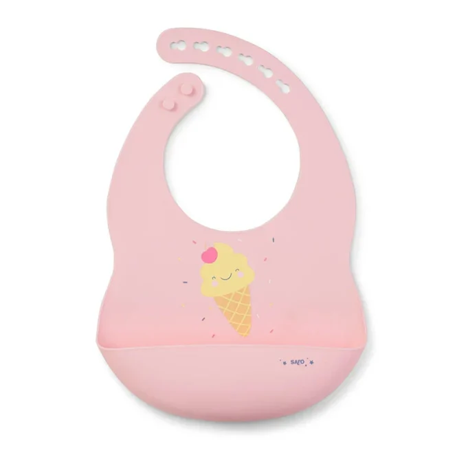 Σαλιάρα Σιλικόνης 4+ Μηνών Saro Ice Cream Pink 16626