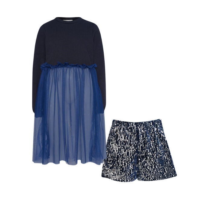 Two in a castle -Tutu Sweater Top & Sequin Shorts (T6683)