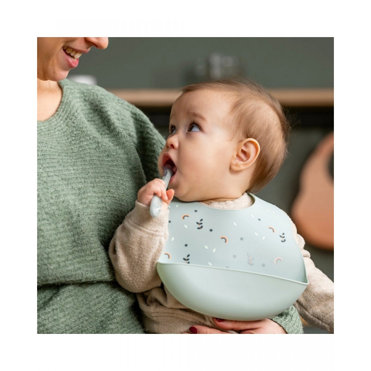 NATTOU SILICON. Σαλιάρα σιλικόνης με τύπωμα (πράσινο) - Image 2