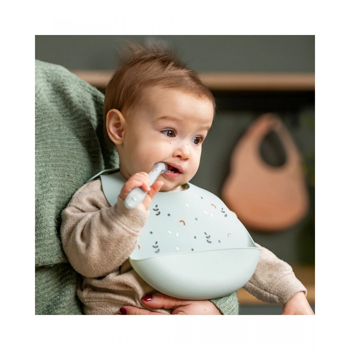 NATTOU SILICON. Σαλιάρα σιλικόνης με τύπωμα (πράσινο) - Image 3