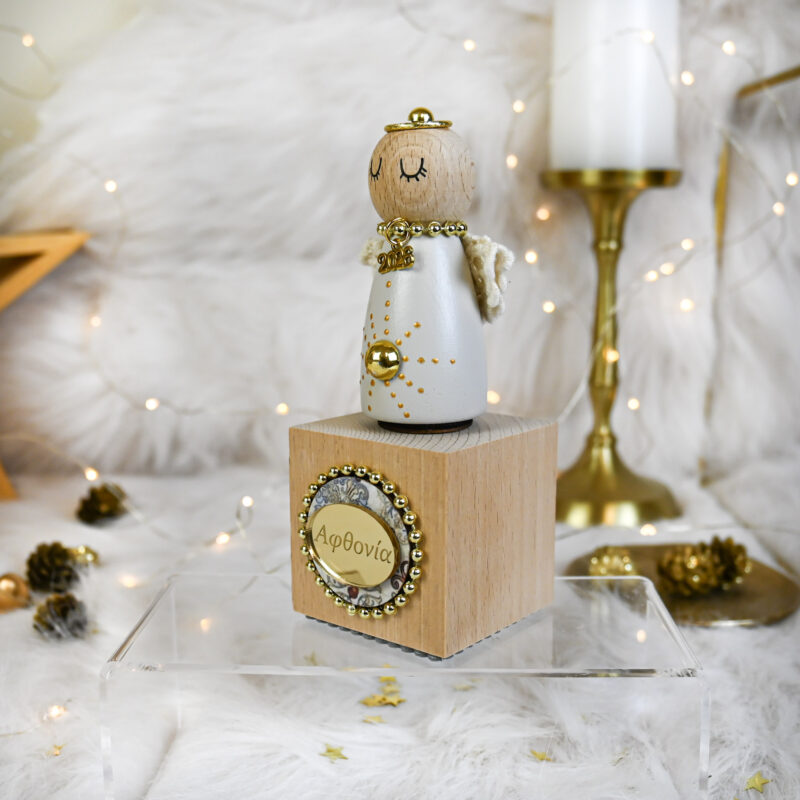 Αγγελάκι Ξύλινο S – Εκρού - Image 3