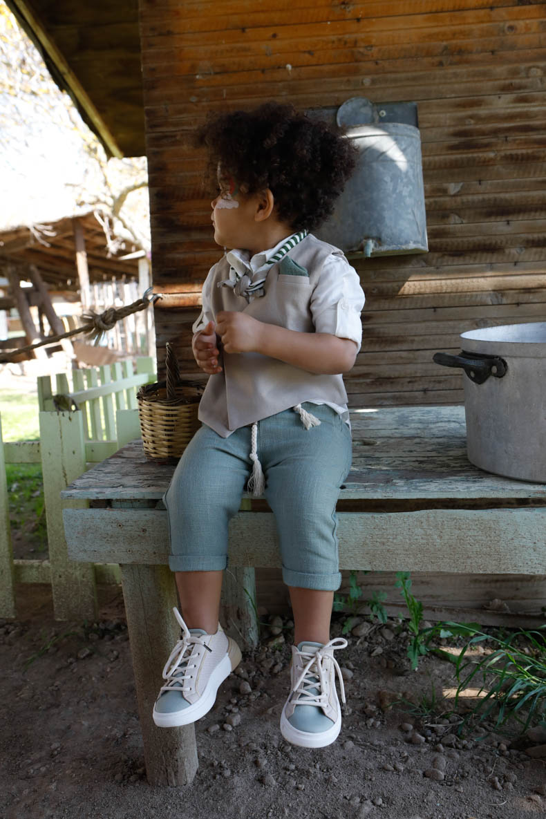 Βαπτιστικό Κοστούμι Theodosis Μπεζ-Πράσινο 1730, Bambolino