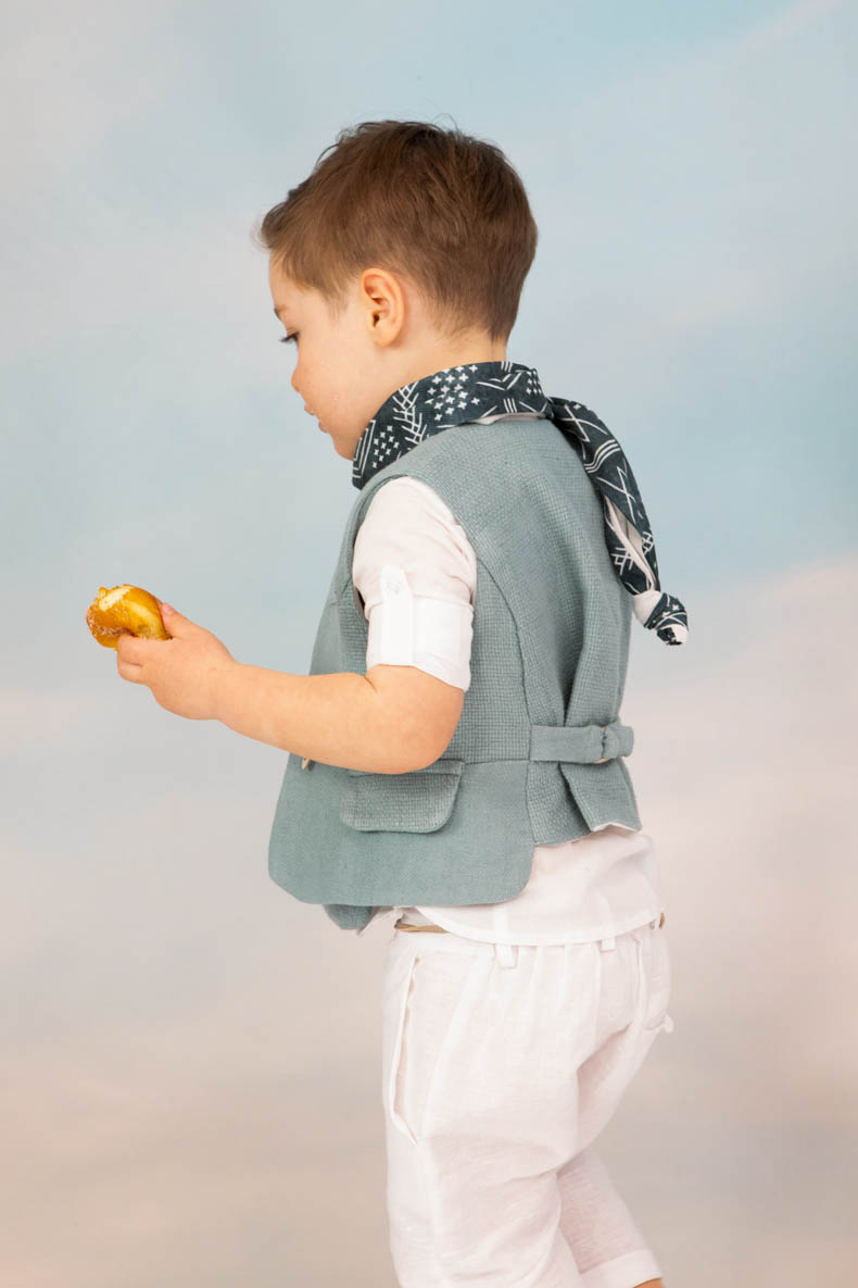 Bambolino Βαπτιστικό Κοστούμι για Αγόρι Λινό Λευκό - Image 3