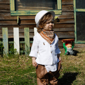 Αμπιγιέ σετ βάπτισης Bambolino, λευκό με ταμπά. Pantelis