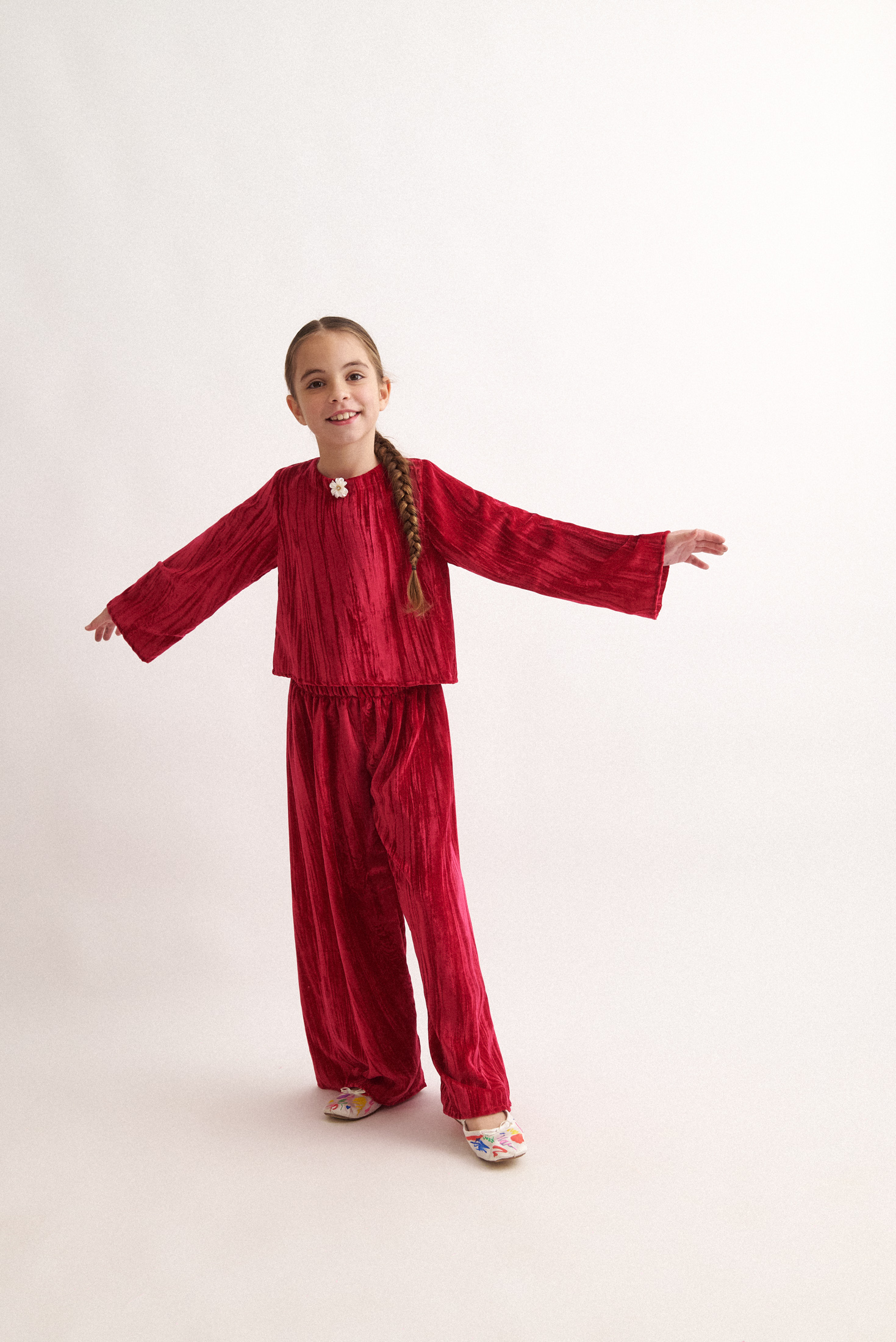 Two in a castle - Σετ Βελουτέ Φόρμες Τοπ & Παντελόνι Wide Leg (T6657) - Image 6