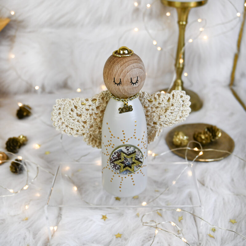 Αγγελάκι Ξύλινο B – Εκρού - Image 3