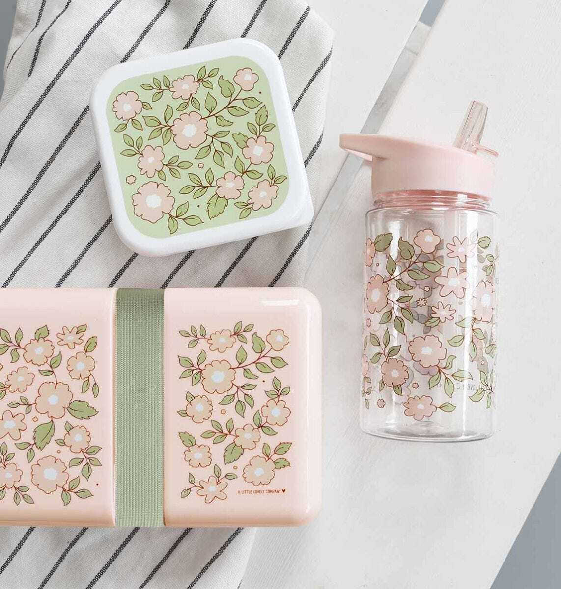 A Little Lovely Company Παιδικό Παγούρι Πλαστικό με Καλαμάκι Blossoms Pink 450ml - Image 6