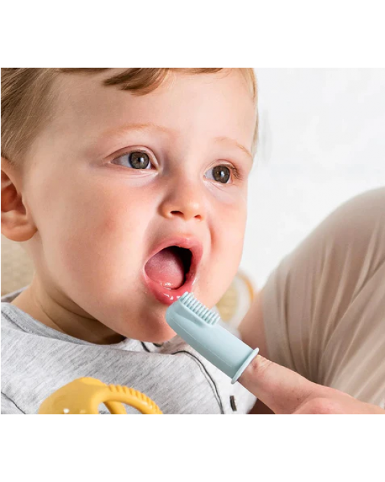 SILICON. Σετ 2 βρεφικές οδοντόβουρτσες σιλικόνης (κίτρινο-ροζ) - Image 2