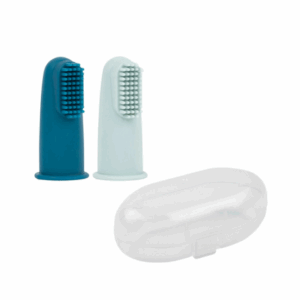 Nattou Silicon Σετ 2 βρεφικές οδοντόβουρτσες σιλικόνης (πετρόλ-γαλάζιο) Ν876674