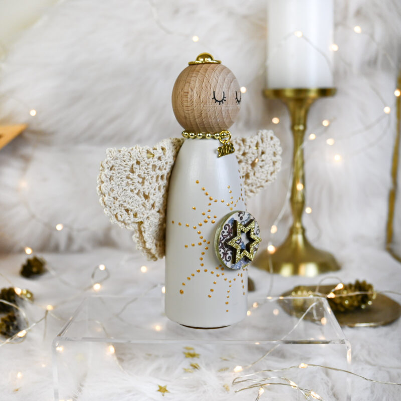 Αγγελάκι Ξύλινο B – Εκρού - Image 4