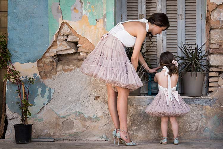 Φούστα tutu τούλινη & Μπλουζάκι εξώπλατο δαντέλα W2439-W2700