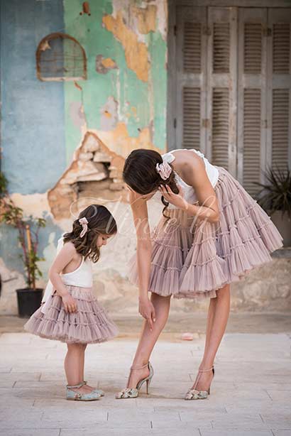 Φούστα tutu τούλινη & Μπλουζάκι εξώπλατο δαντέλα W2439-W2700 - Image 2