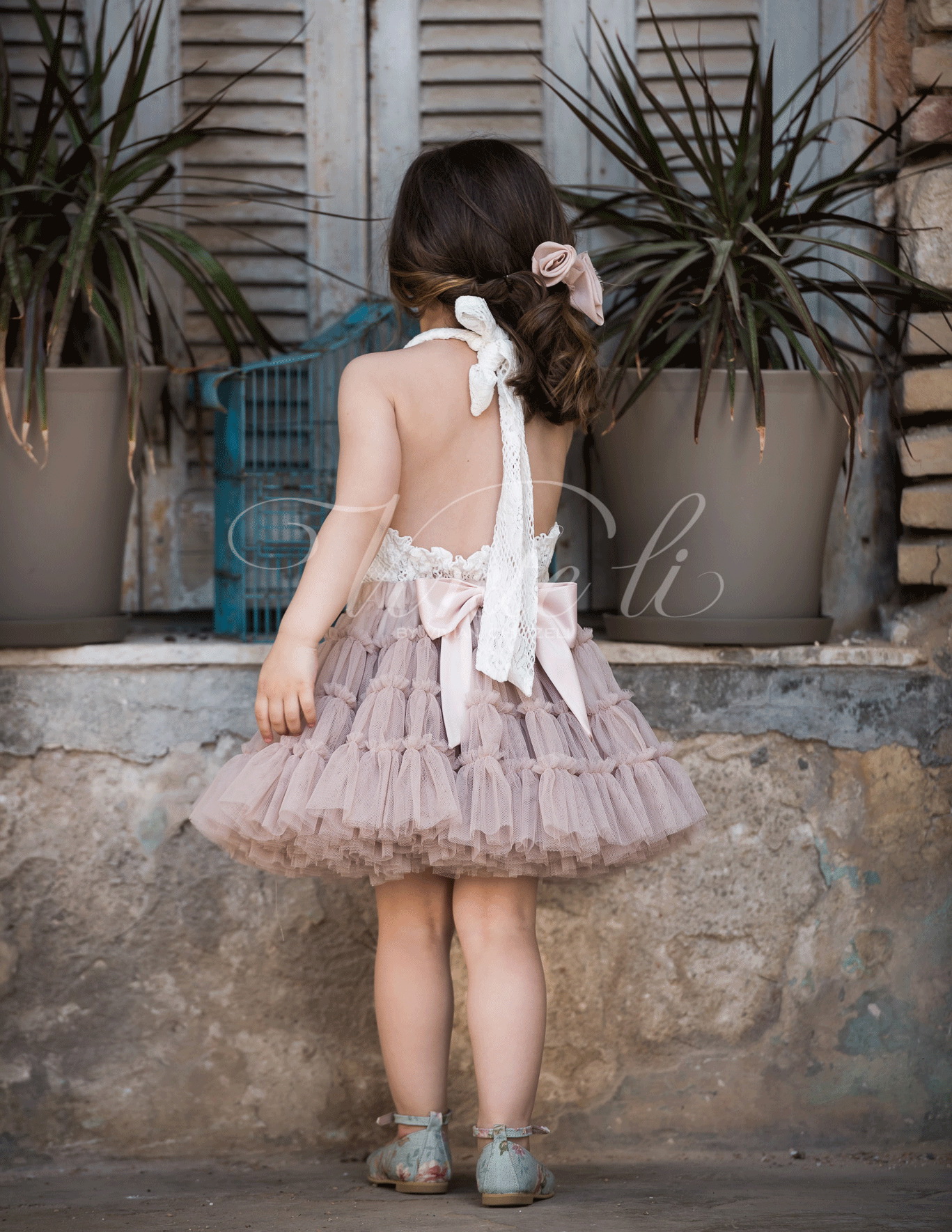 Φούστα tutu τούλινη & Μπλουζάκι εξώπλατο δαντέλα 2439-2731 - Image 2