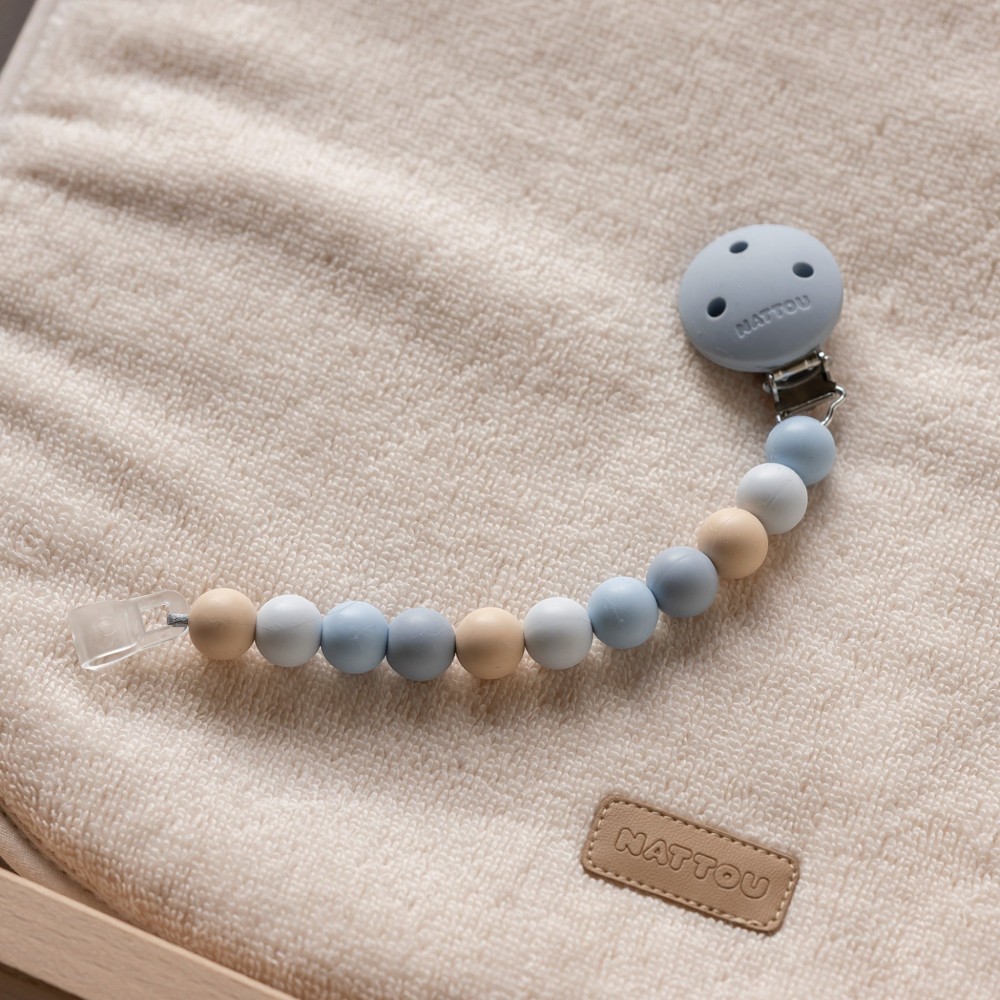 Nattou, SILICON. Κλιπ πιπίλας - μασητικό 21εκ. (μπλε-πολύχρωμο) - Image 3