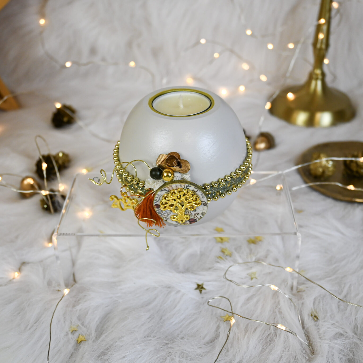 Κηροπήγιο Στρογγυλό – Εκρού - Image 2