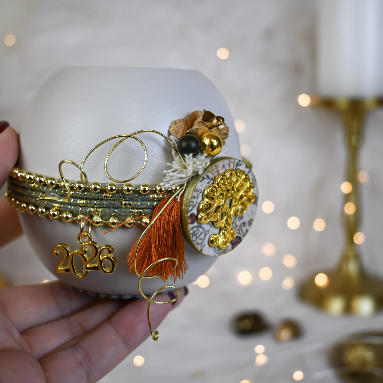 Κηροπήγιο Στρογγυλό – Εκρού - Image 4