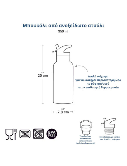 A Little Lovely Company: Μπουκάλι με διπλό τοίχωμα από ανοξείδωτο ατσάλι 350ml- Butterflies - Image 4