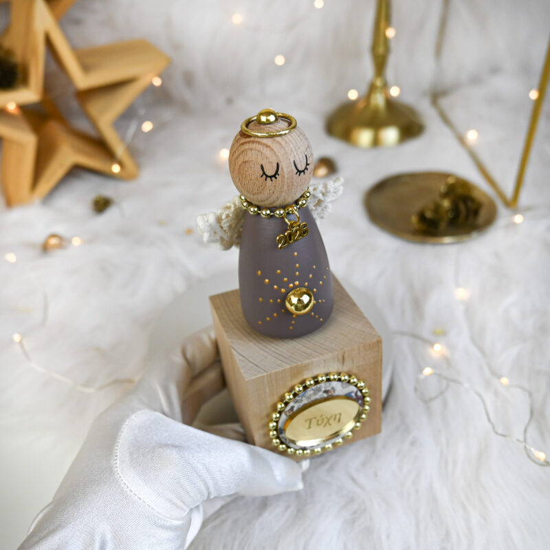 Αγγελάκι Ξύλινο S – Καφέ - Image 4