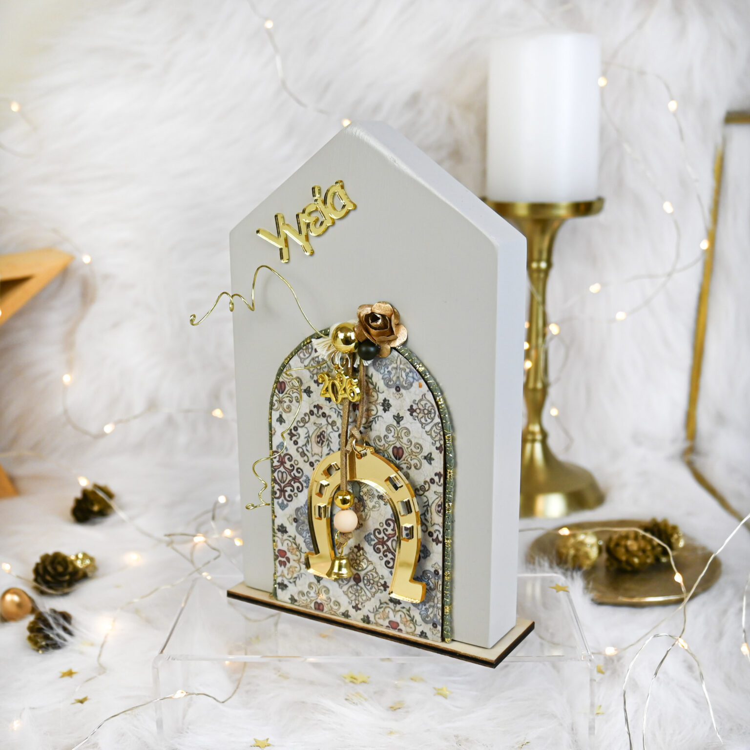 Σπιτάκι Ξύλινο 20 cm – Εκρού - Image 2