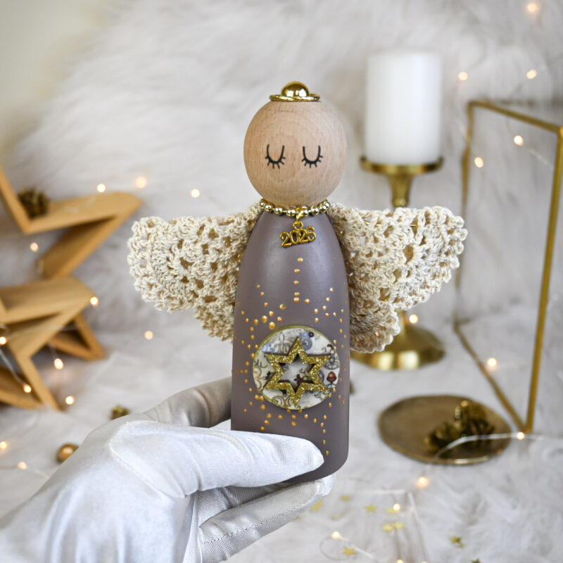 Αγγελάκι Ξύλινο B – Καφέ - Image 5