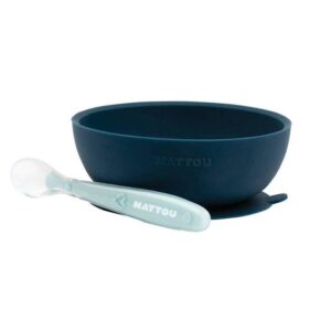 Nattou Σετ φαγητού 2 τεμαχίων μπολ-κουτάλι (σκούρο μπλε-γαλάζιο) Ν877145