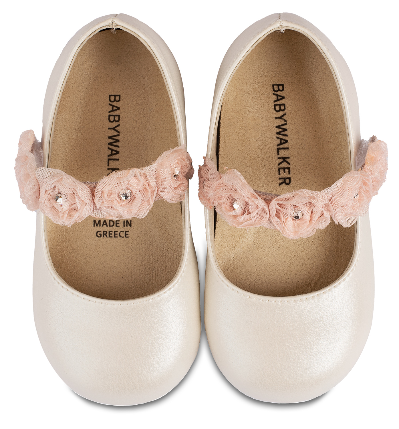 Γοβάκι Μονή Μπαρέτα με Λουλούδια BS3523 Εκρού Ροζ - Image 3