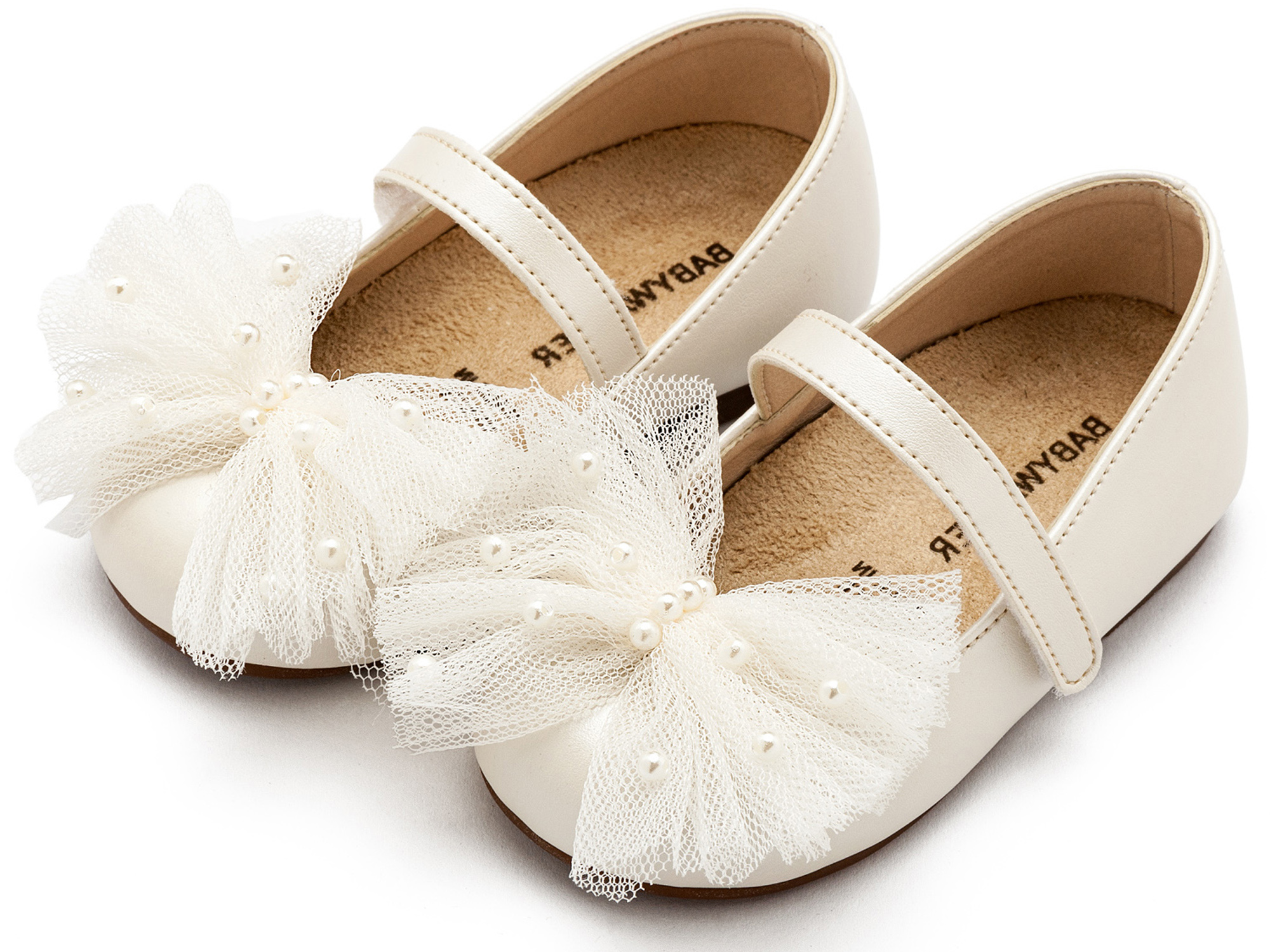 Γοβάκι με Χειροποίητο Φιόγκο και Πέρλες BS3589 Εκρού - Image 2