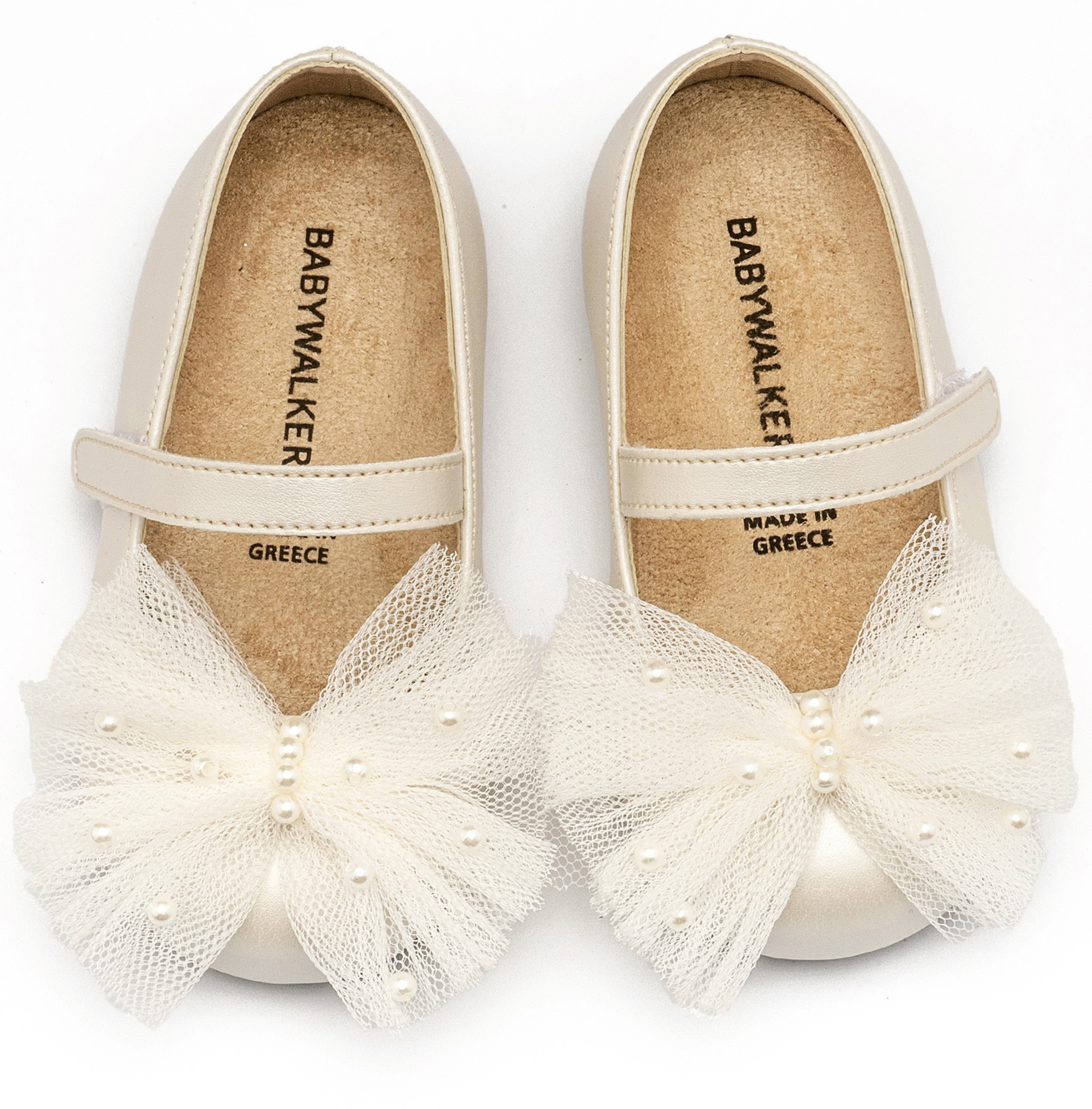 Γοβάκι με Χειροποίητο Φιόγκο και Πέρλες BS3589 Εκρού - Image 3