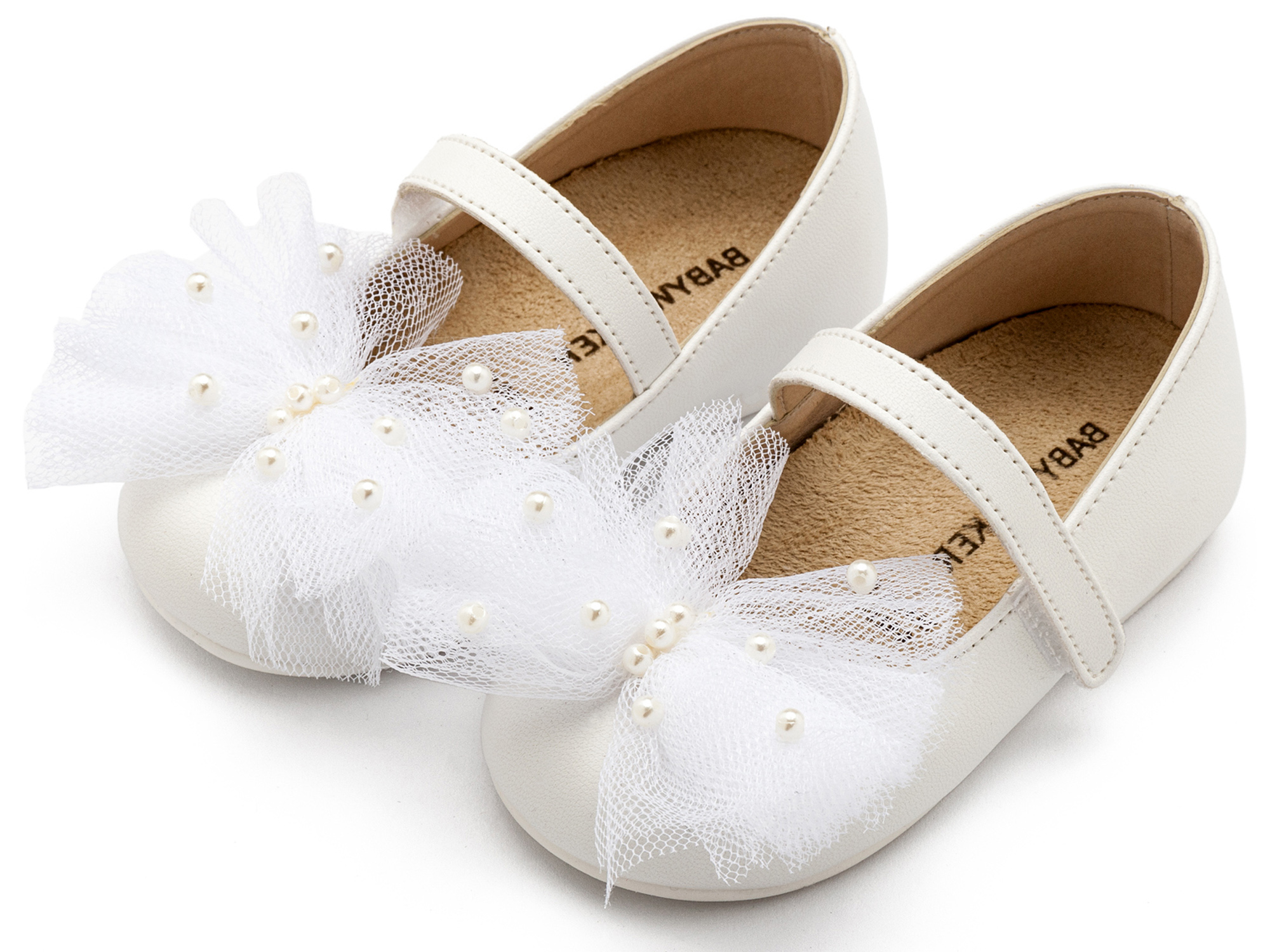 Γοβάκι με Χειροποίητο Φιόγκο και Πέρλες BS3589 Λευκό - Image 2