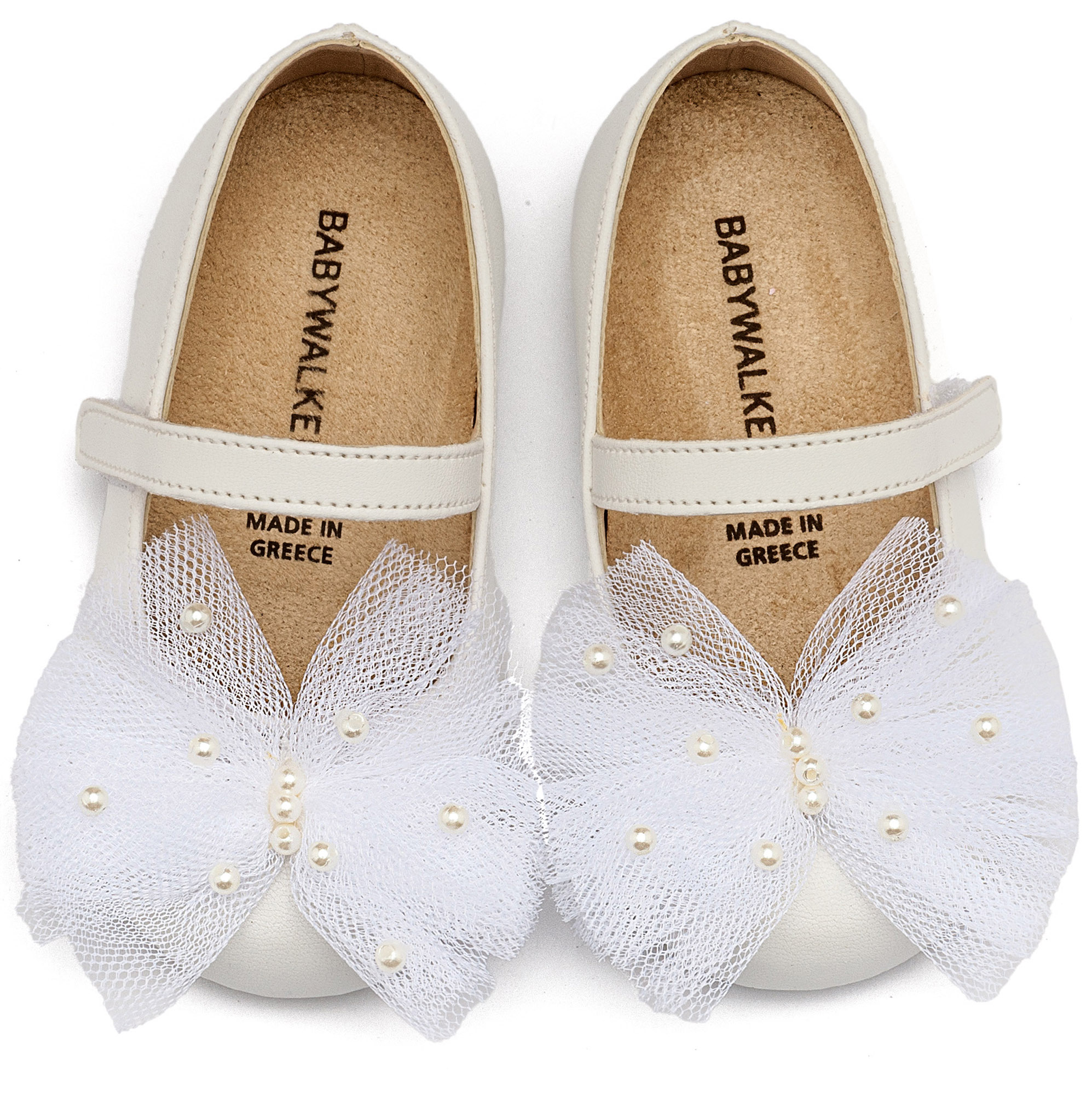 Γοβάκι με Χειροποίητο Φιόγκο και Πέρλες BS3589 Λευκό - Image 3