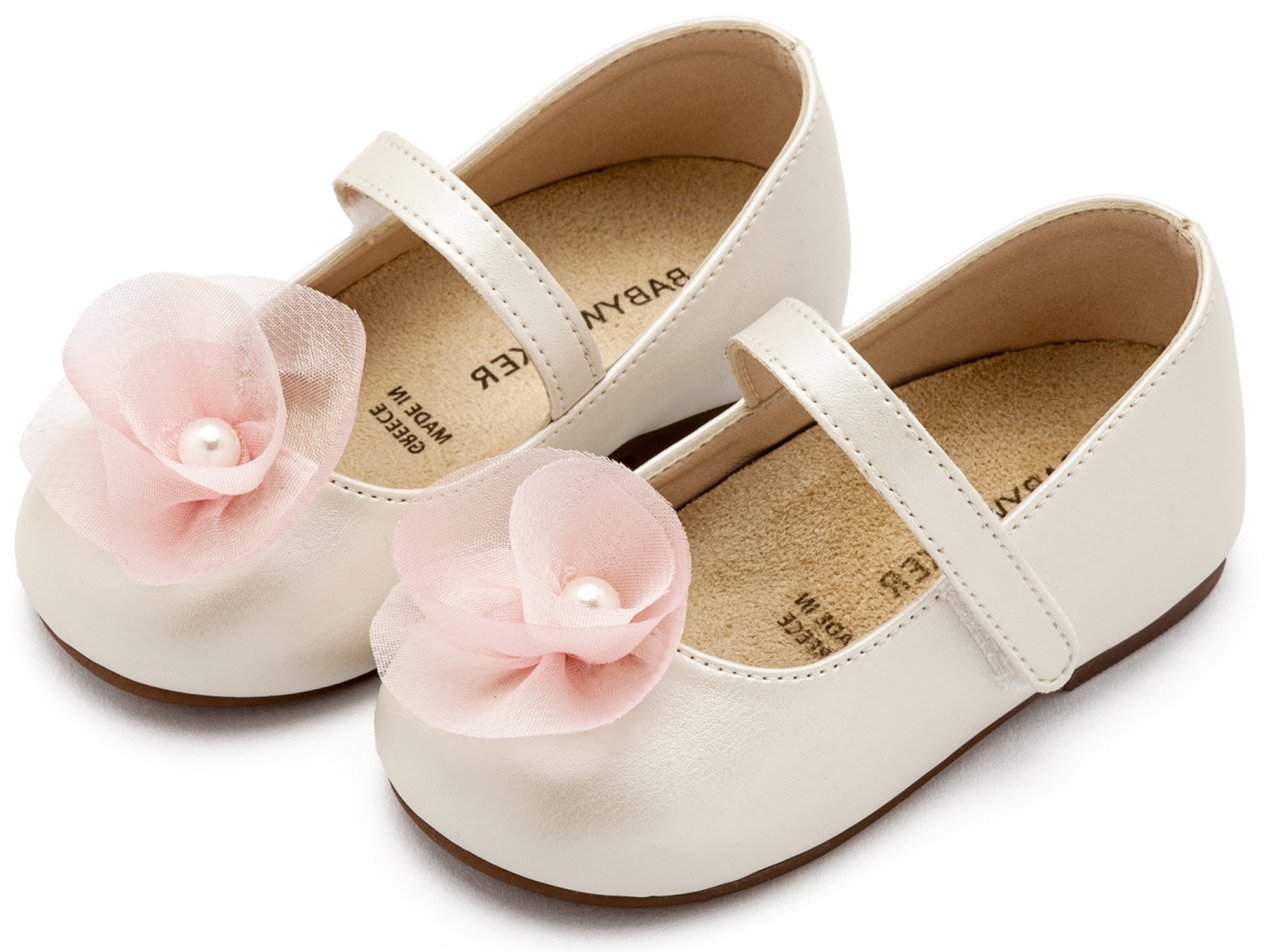 Γοβάκι Μονή Μπαρέτα με Λουλούδι BS3593 Εκρού Ροζ - Image 3