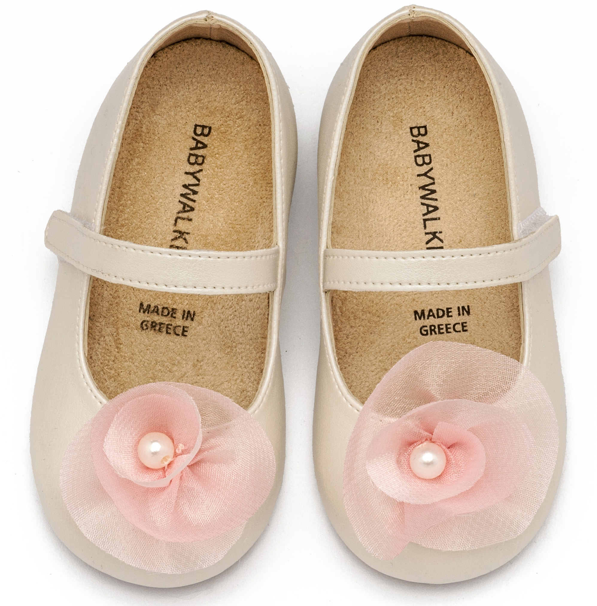 Γοβάκι Μονή Μπαρέτα με Λουλούδι BS3593 Εκρού Ροζ - Image 2