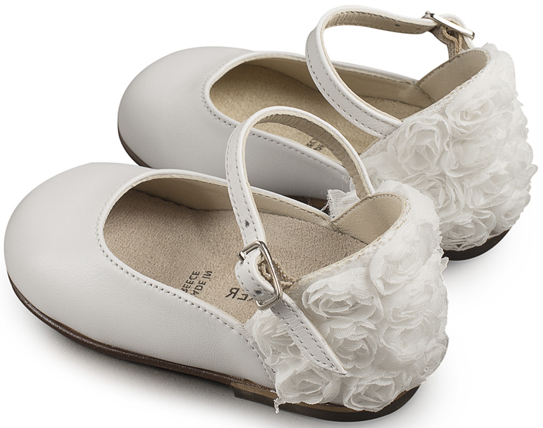 Γαλλικό Γοβάκι με Διακοσμημένη Φτέρνα από Λουλούδι BW4503-IVORY - Image 3