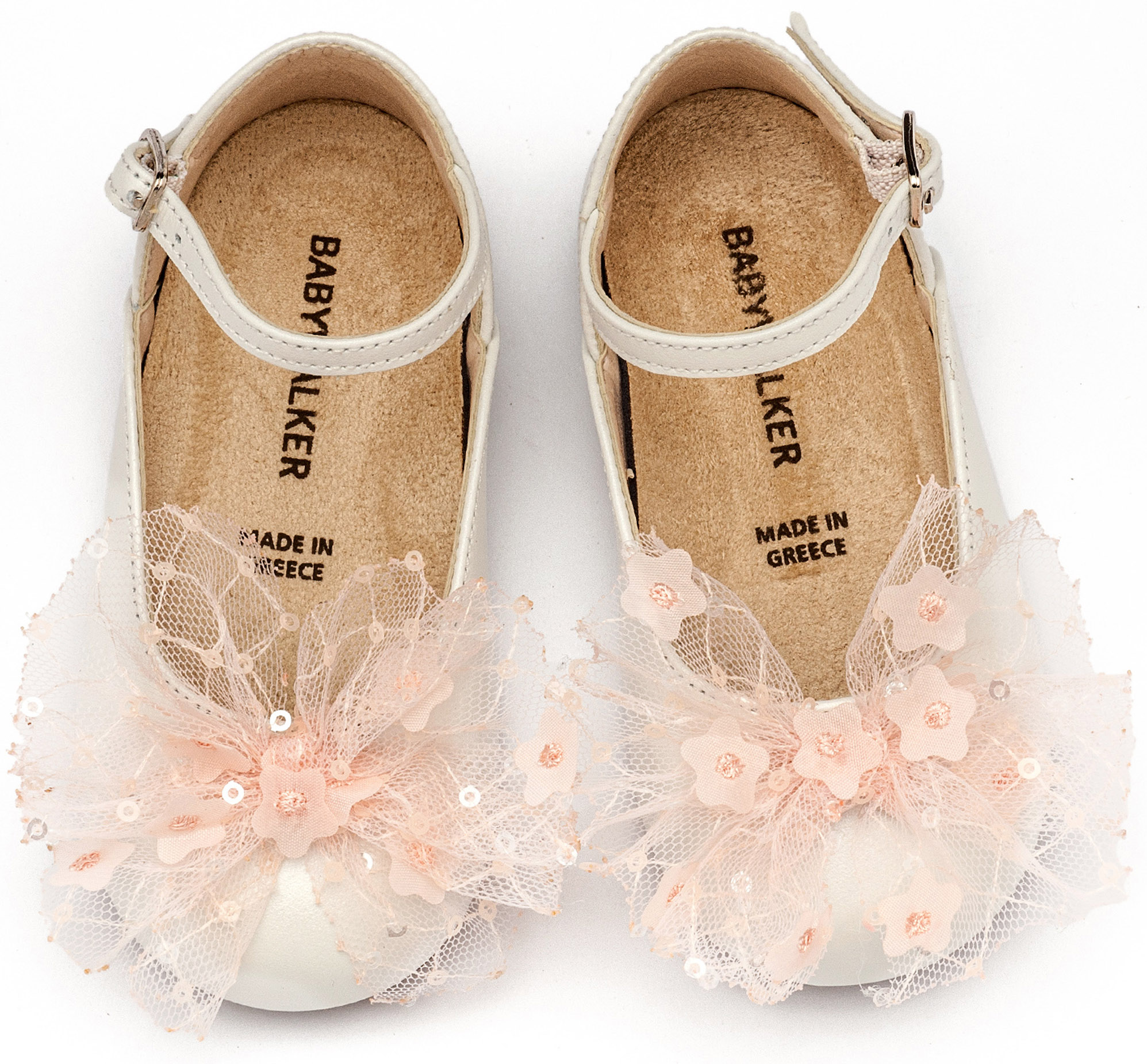 Γαλλικό Γοβάκι με Τούλινο Φιόγκο BW4853 Εκρού Ροζ - Image 2