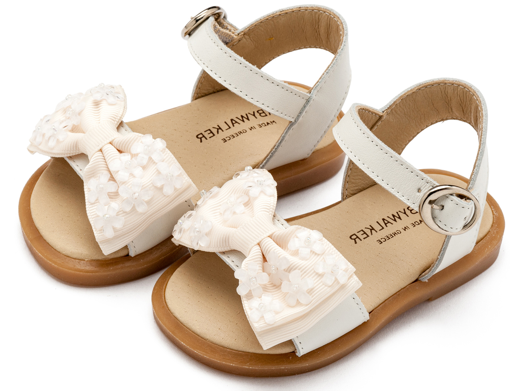 Πέδιλο με Gros Grain Φιογκάκι και Λουλουδάκια BW4854-IVORY - Image 3