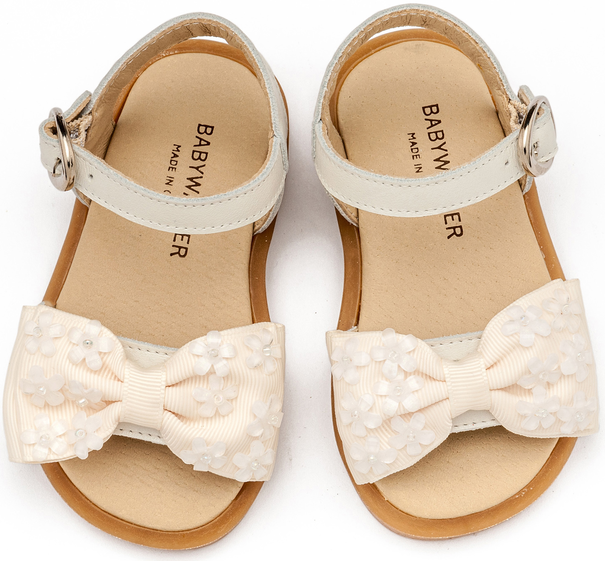 Πέδιλο με Gros Grain Φιογκάκι και Λουλουδάκια BW4854-IVORY - Image 2