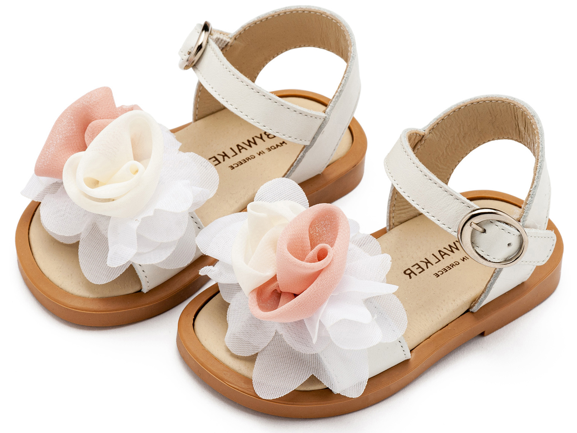 Πέδιλο με Χειροποίητο Διακοσμητικό με Chiffon Λουλούδι BW4860-IVORY-PINK - Image 3