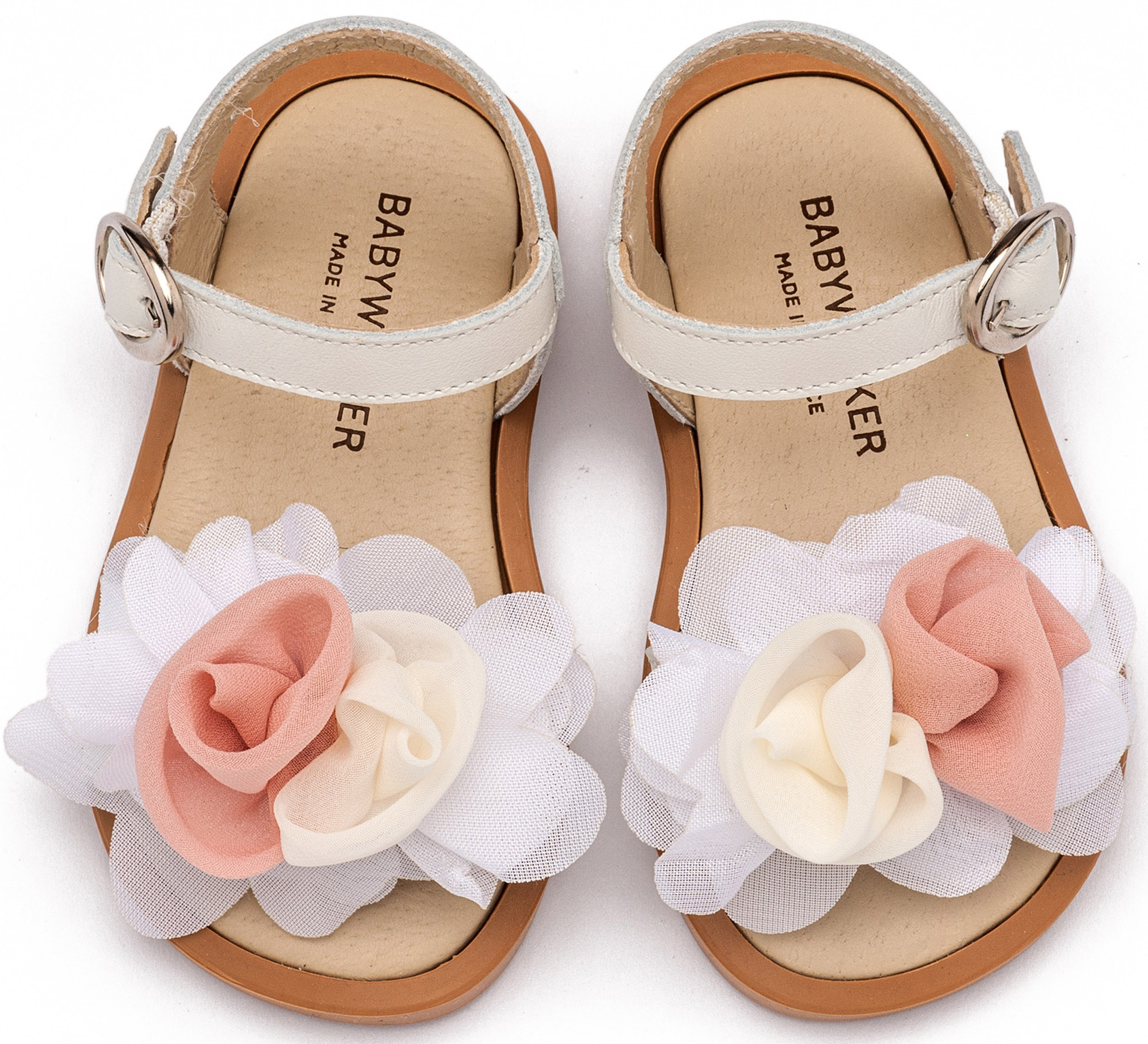 Πέδιλο με Χειροποίητο Διακοσμητικό με Chiffon Λουλούδι BW4860-IVORY-PINK - Image 2