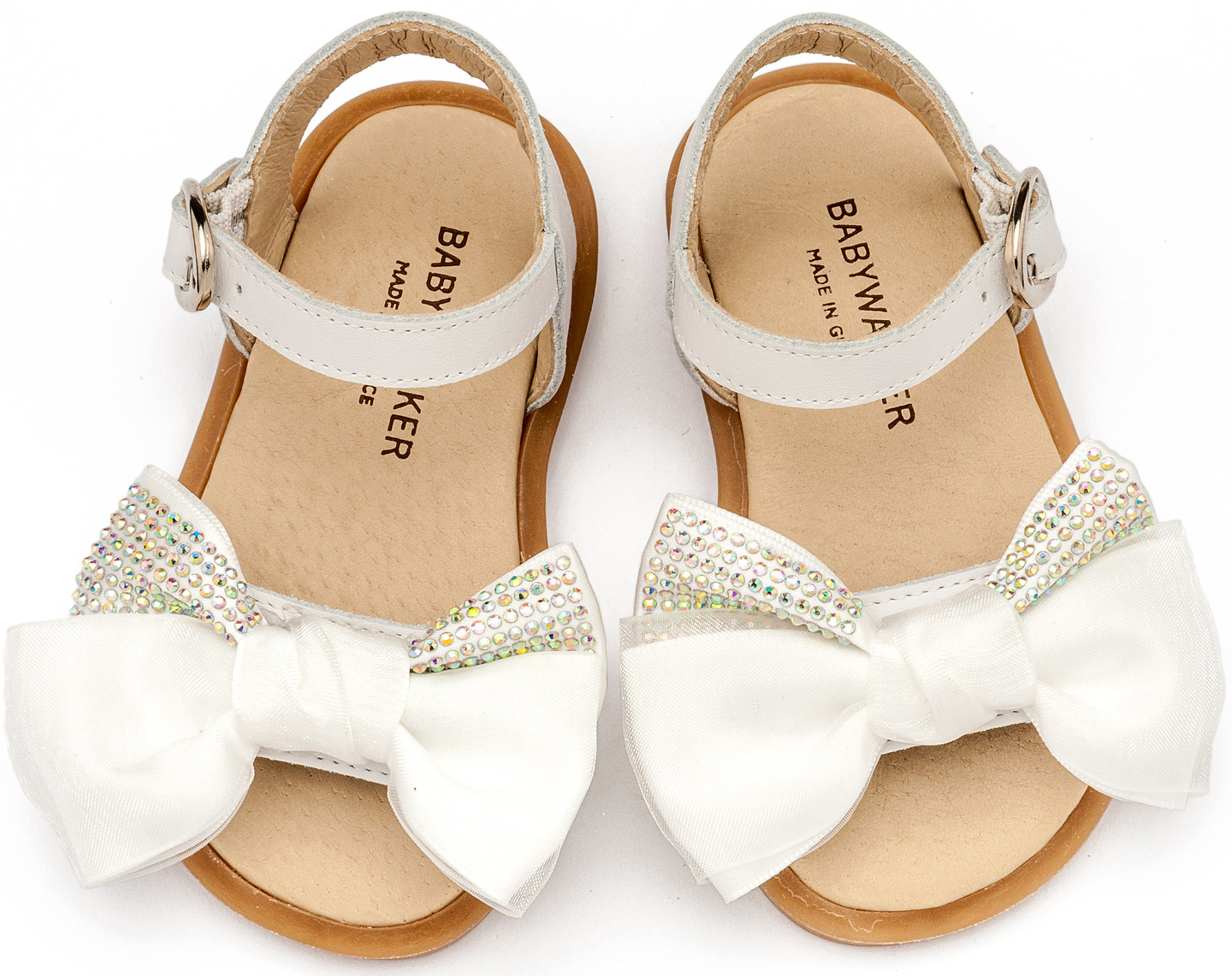 Πέδιλο με Σατέν Φιογκάκι & Στρας BW4861 Λευκό - Image 2