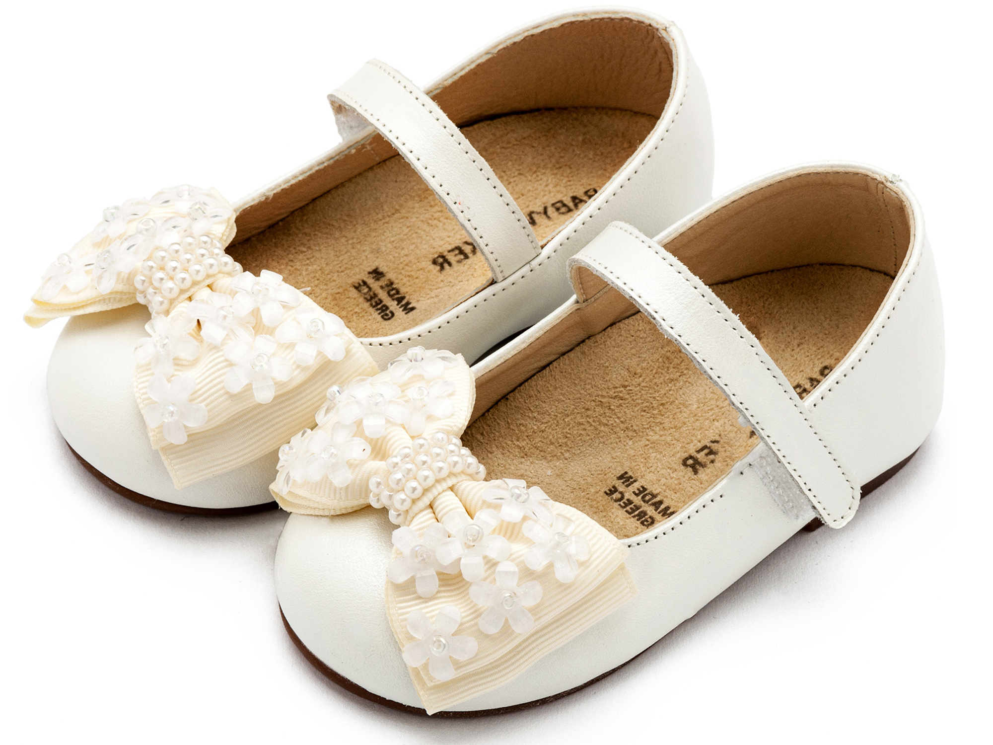 Γοβάκι Μονή Μπαρέτα Χρατς με Gros Grain Φιογκάκι BW4862-IVORY - Image 3