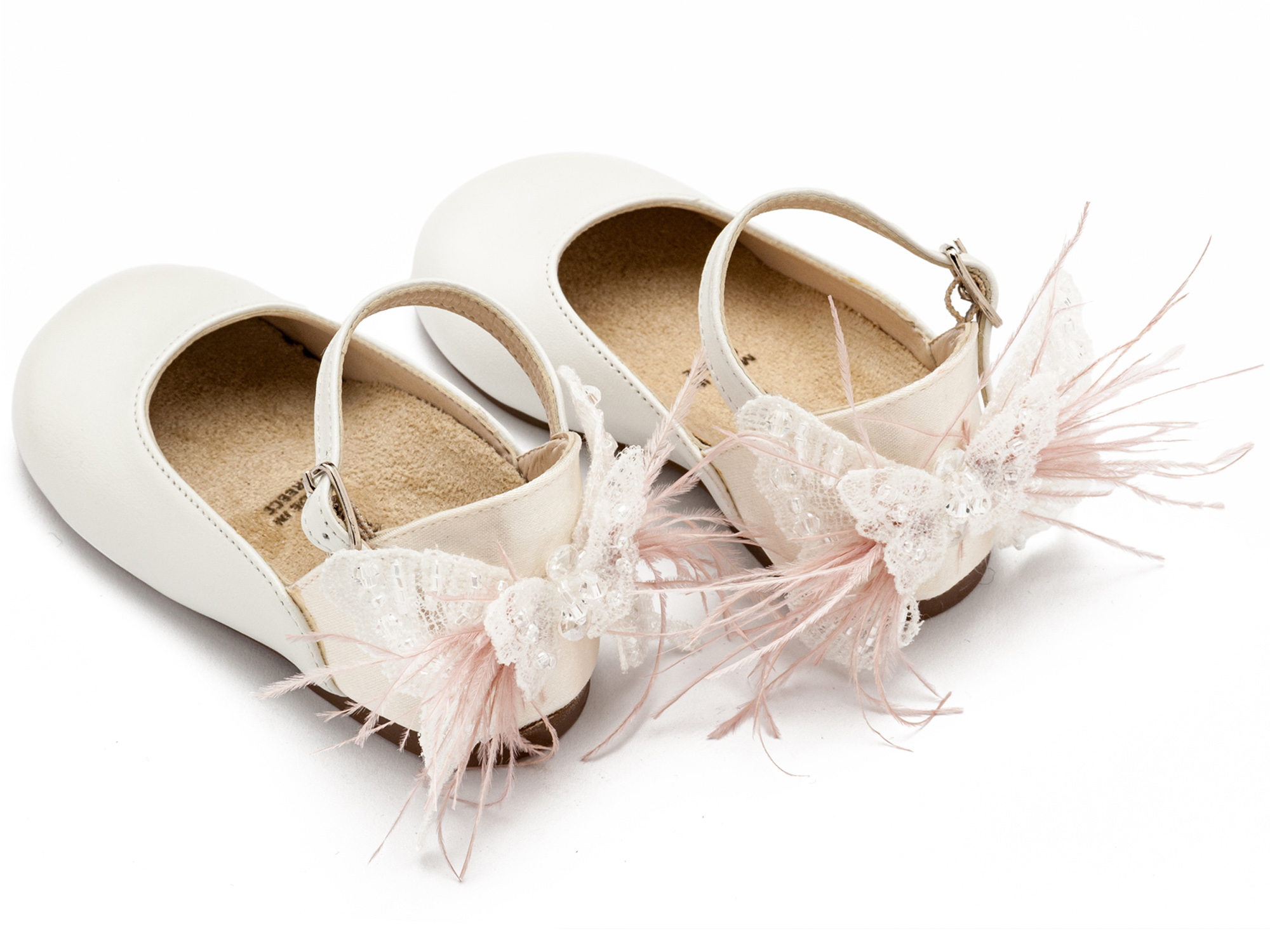 Γαλλικό Γοβάκι με Διακοσμημένη Φτέρνα Πεταλούδα BW4866-IVORY-PINK - Image 3