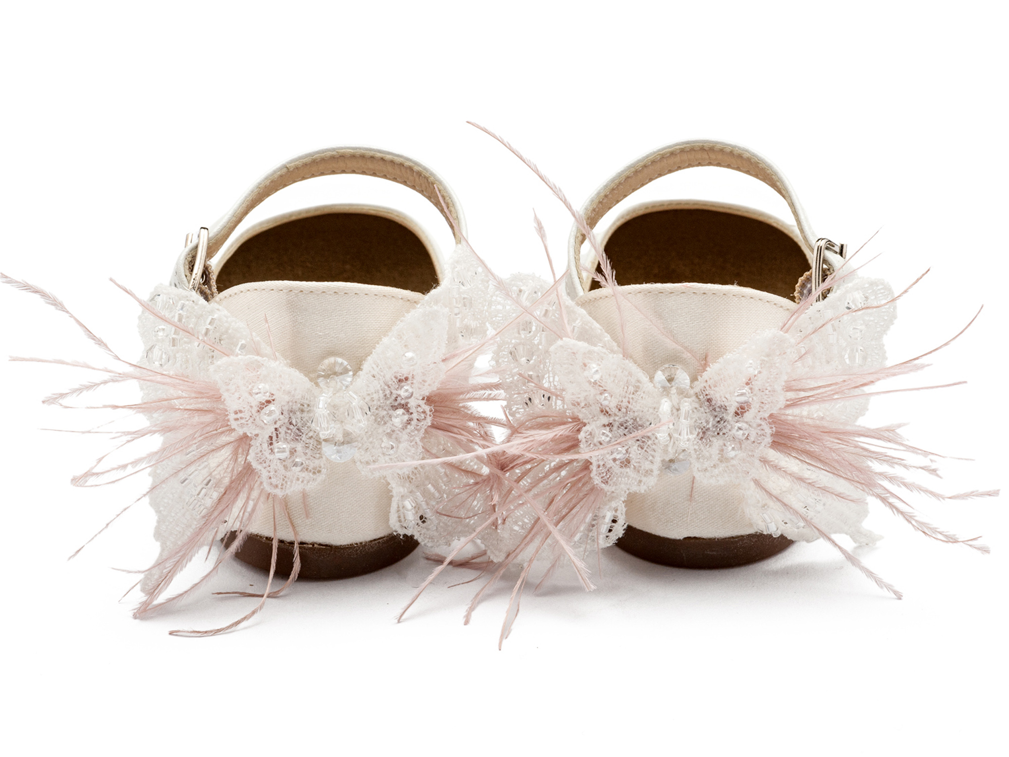 Γαλλικό Γοβάκι με Διακοσμημένη Φτέρνα Πεταλούδα BW4866-IVORY-PINK - Image 2