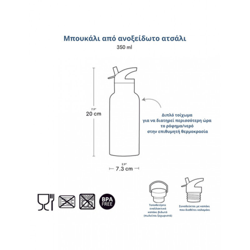 A Little Lovely Company Μπουκάλι Με Διπλό Τοίχωμα Από Ανοξείδωτο Ατσάλι 350ml Fun DBSSFU79 - Image 4