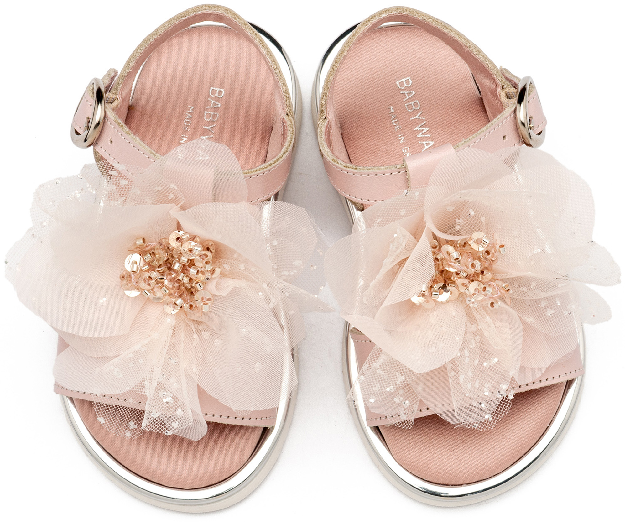 Πέδιλο με Χειροποίητο Λουλούδι απο Τούλι EXC5877 - PINK - Image 2