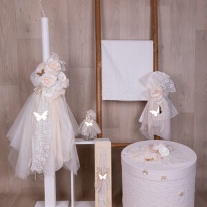 Χειροποίητο Σετ βάπτισης για Κορίτσι με Θέμα Πεταλούδα | E604 Loukia