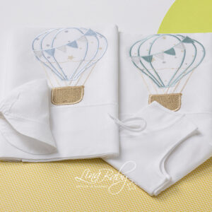 Lina Baby Σετ Λαδόπανο LB-1380 Air Balloon White Blue / White Mint