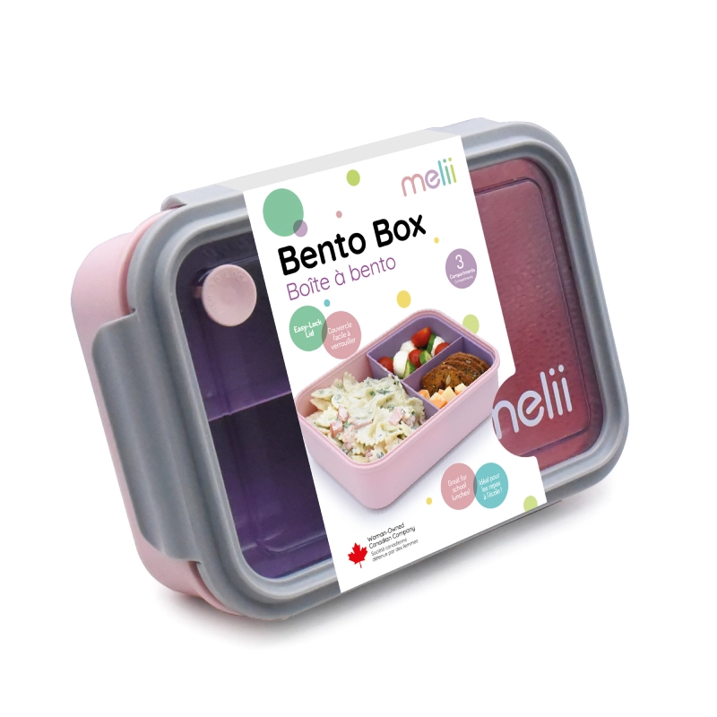 Melii Φαγητοδοχείο Bento 3 Θέσεων 1250ml Ροζ-Μωβ