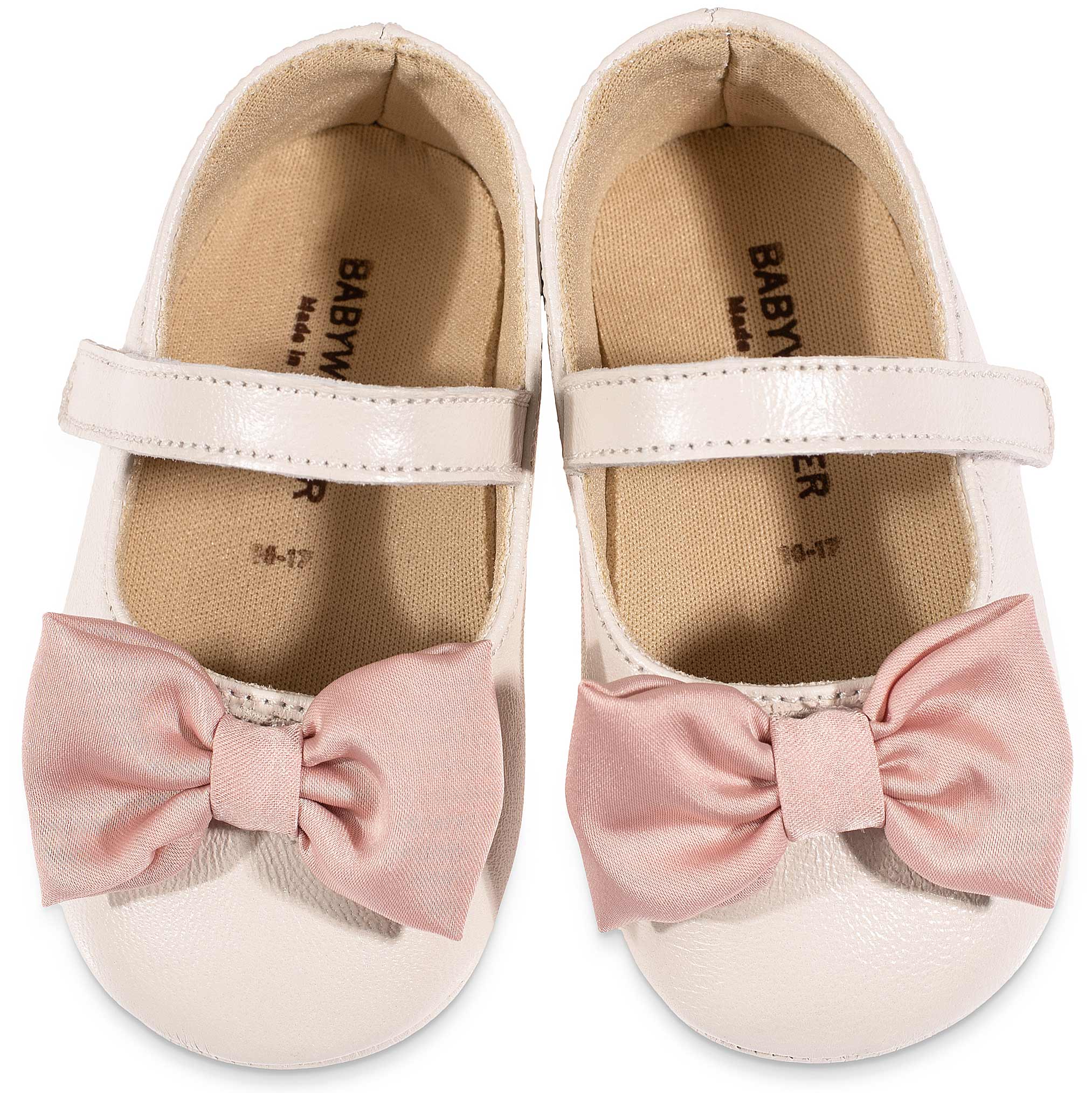 Γοβάκι Μονή Μπαρέτα με Υφασμάτινο Χειροποίητο Φιογκάκι MI1646-IVORY-PINK - Image 2